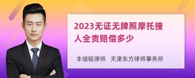 2023无证无牌照摩托撞人全责赔偿多少