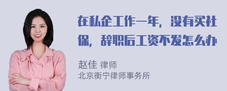 在私企工作一年，没有买社保，辞职后工资不发怎么办