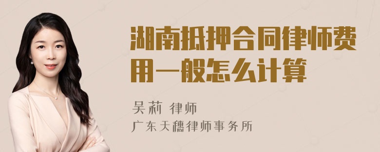 湖南抵押合同律师费用一般怎么计算