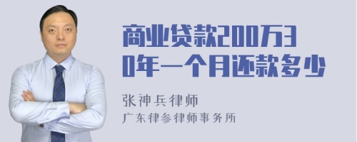 商业贷款200万30年一个月还款多少