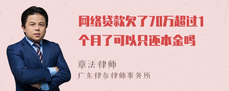 网络贷款欠了70万超过1个月了可以只还本金吗