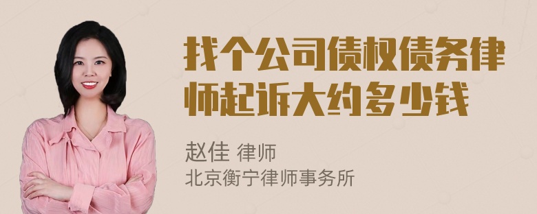 找个公司债权债务律师起诉大约多少钱