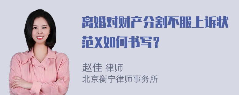 离婚对财产分割不服上诉状范X如何书写？