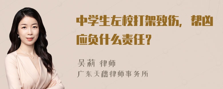 中学生左校打架致伤，帮凶应负什么责任？