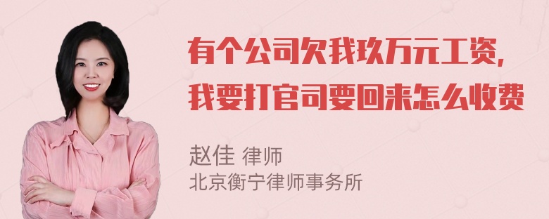 有个公司欠我玖万元工资，我要打官司要回来怎么收费