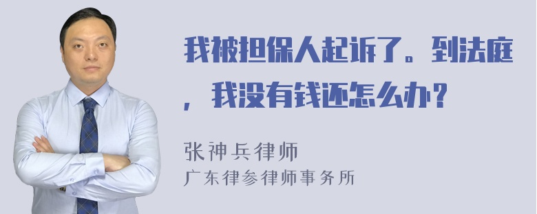 我被担保人起诉了。到法庭，我没有钱还怎么办？