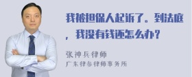 我被担保人起诉了。到法庭，我没有钱还怎么办？