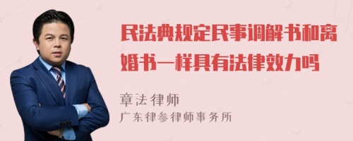 民法典规定民事调解书和离婚书一样具有法律效力吗