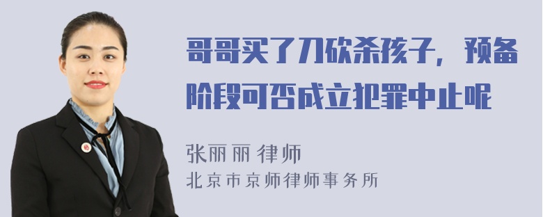 哥哥买了刀砍杀孩子，预备阶段可否成立犯罪中止呢