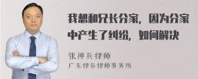 我想和兄长分家，因为分家中产生了纠纷，如何解决