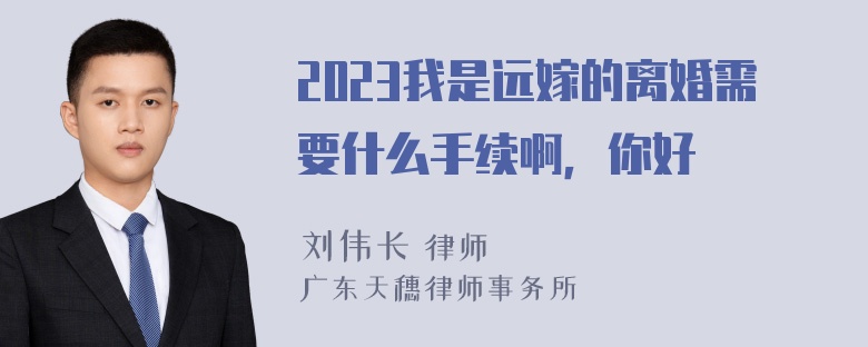 2023我是远嫁的离婚需要什么手续啊，你好