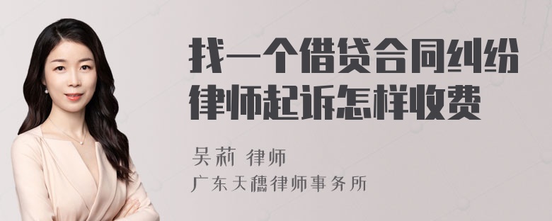 找一个借贷合同纠纷律师起诉怎样收费