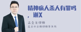 精神病人杀人有罪吗，谢X