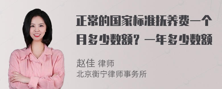 正常的国家标准抚养费一个月多少数额？一年多少数额