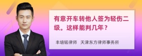 有意开车转他人签为轻伤二级。这样能判几年？