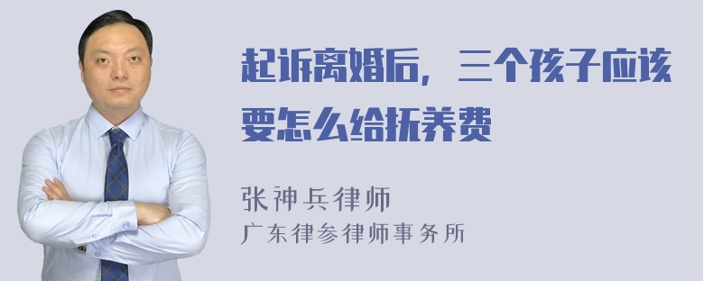 起诉离婚后，三个孩子应该要怎么给抚养费