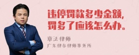 违停罚款多少金额，罚多了应该怎么办。