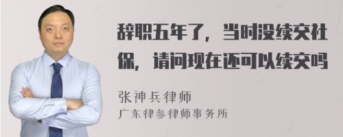 辞职五年了，当时没续交社保，请问现在还可以续交吗