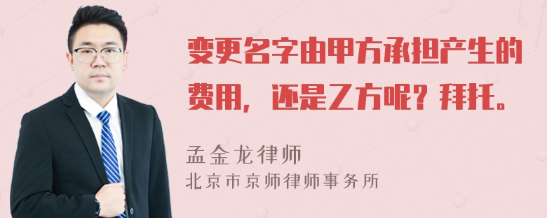 变更名字由甲方承担产生的费用，还是乙方呢？拜托。