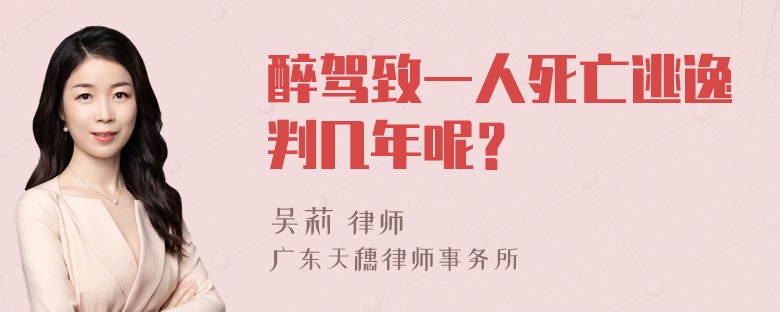 醉驾致一人死亡逃逸判几年呢？