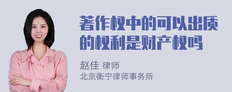 著作权中的可以出质的权利是财产权吗