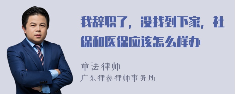 我辞职了，没找到下家，社保和医保应该怎么样办