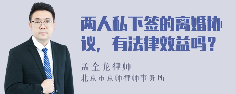 两人私下签的离婚协议，有法律效益吗？