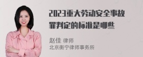 2023重大劳动安全事故罪判定的标准是哪些