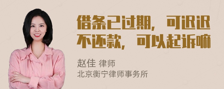 借条已过期，可迟迟不还款，可以起诉嘛