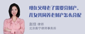 现在父母老了需要分财产。儿女共同养老财产怎么分配