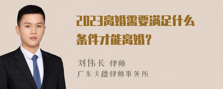 2023离婚需要满足什么条件才能离婚？