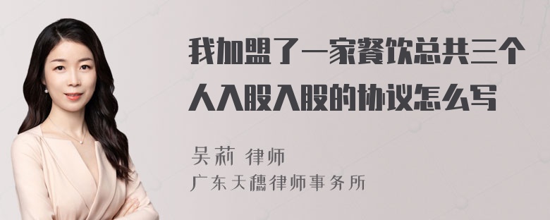 我加盟了一家餐饮总共三个人入股入股的协议怎么写