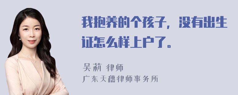 我抱养的个孩子，没有出生证怎么样上户了。