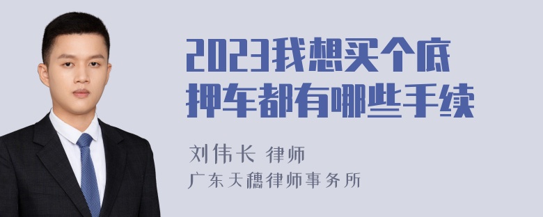 2023我想买个底押车都有哪些手续