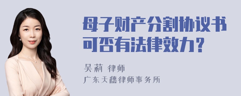 母子财产分割协议书可否有法律效力？