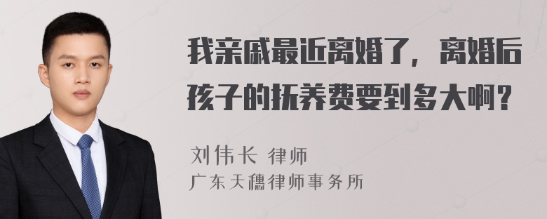 我亲戚最近离婚了，离婚后孩子的抚养费要到多大啊？