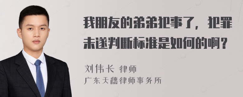 我朋友的弟弟犯事了，犯罪未遂判断标准是如何的啊？