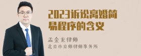 2023诉讼离婚简易程序的含义