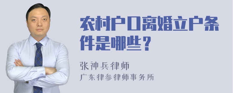 农村户口离婚立户条件是哪些？