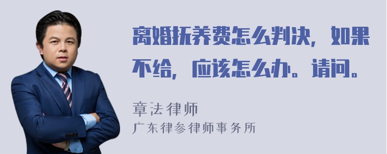 离婚抚养费怎么判决，如果不给，应该怎么办。请问。