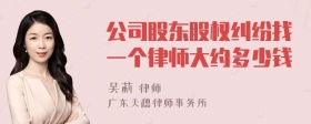 公司股东股权纠纷找一个律师大约多少钱