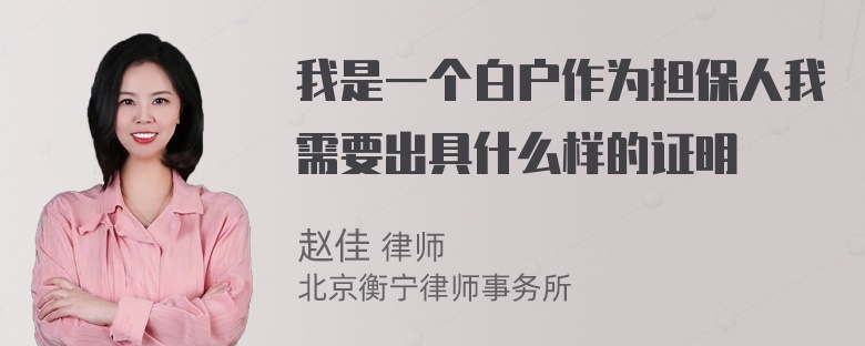 我是一个白户作为担保人我需要出具什么样的证明