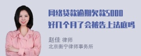 网络贷款逾期欠款5000好几个月了会被告上法庭吗