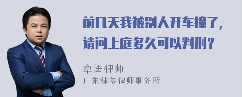 前几天我被别人开车撞了，请问上庭多久可以判刑？