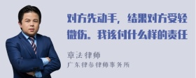 对方先动手，结果对方受轻微伤。我该付什么样的责任