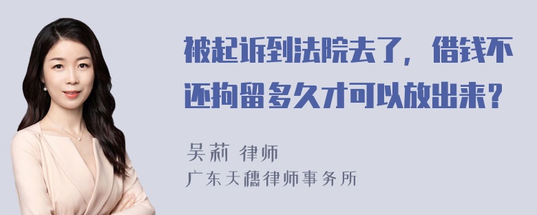 被起诉到法院去了，借钱不还拘留多久才可以放出来？