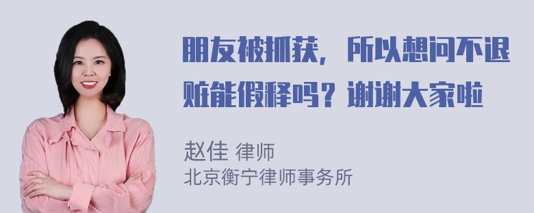 朋友被抓获，所以想问不退赃能假释吗？谢谢大家啦