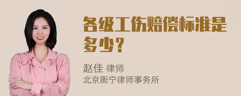 各级工伤赔偿标准是多少？