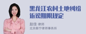 黑龙江农村土地纠纷诉讼期限规定