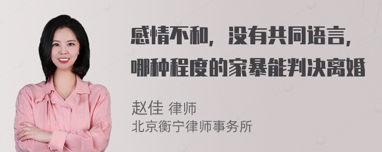 感情不和，没有共同语言，哪种程度的家暴能判决离婚